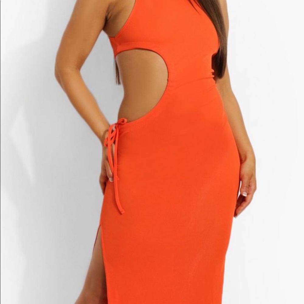 Orange cut out maxi dress